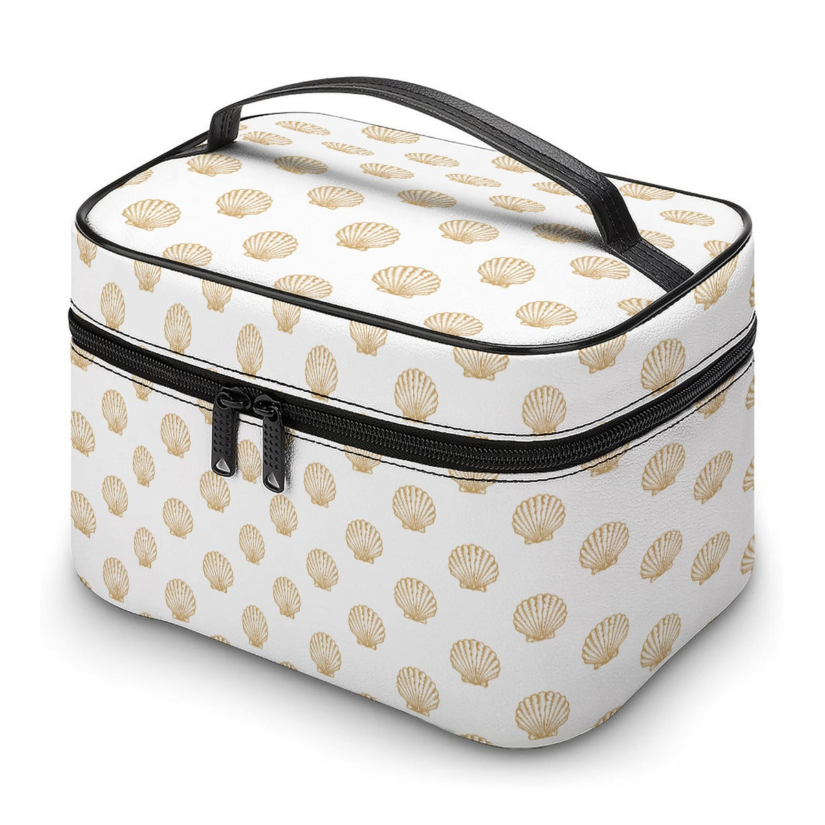 Kosmetiktasche mit Muschel-Motiv – Groß, mit Reißverschluss & Aufhängehaken