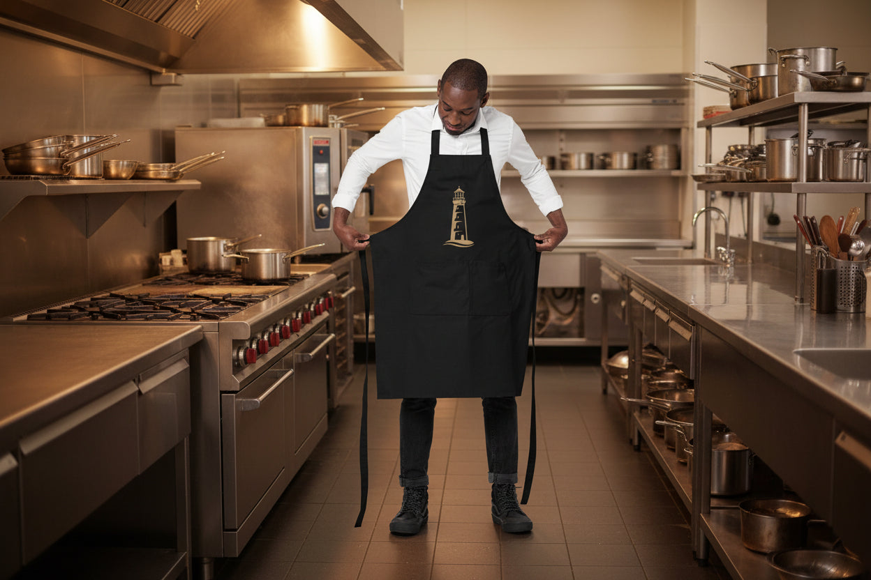 Fronttasche mit zwei Fächern an der Leuchtturm-Küchenschürze